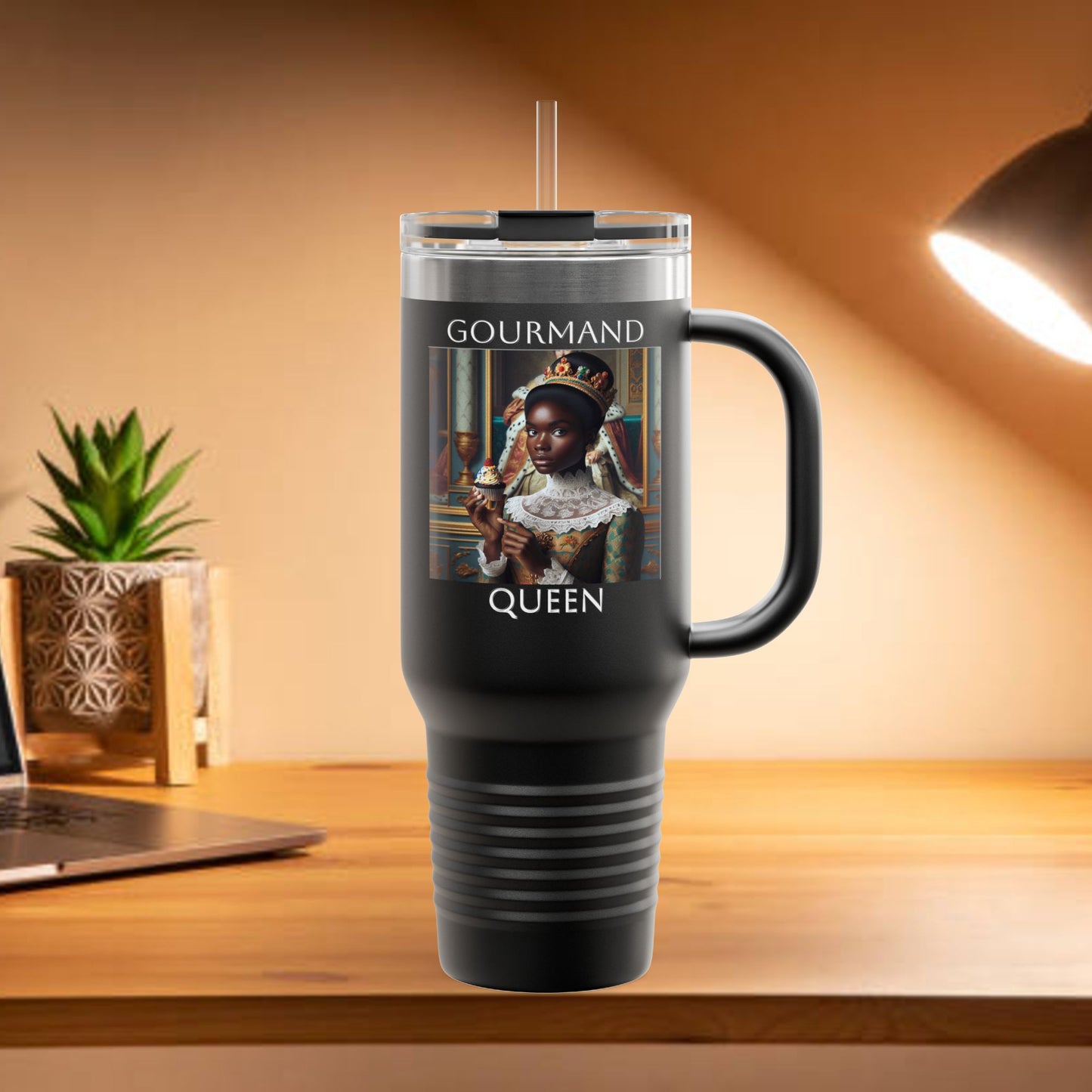 Gourmand Queen Insulated Travel Mug, 40oz - Perfect for Coffee Lovers, On-the-Go Hydration, Unique Gift for Foodies, Stylish Drinkware