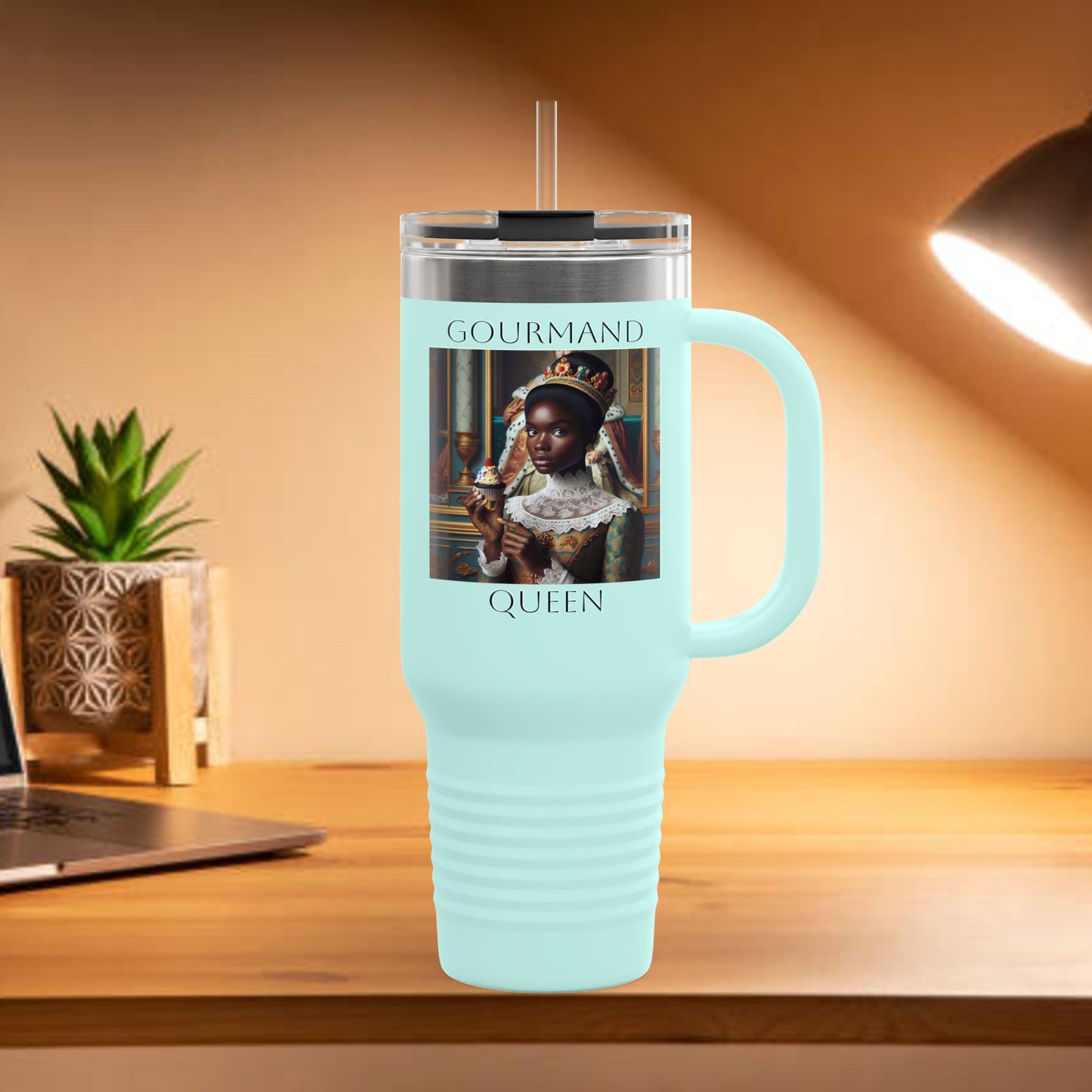 Gourmand Queen Insulated Travel Mug, 40oz - Perfect for Coffee Lovers, On-the-Go Hydration, Unique Gift for Foodies, Stylish Drinkware