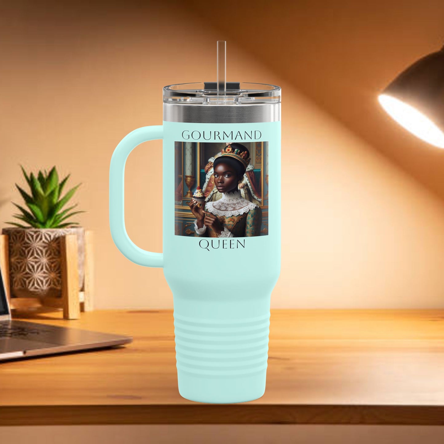 Gourmand Queen Insulated Travel Mug, 40oz - Perfect for Coffee Lovers, On-the-Go Hydration, Unique Gift for Foodies, Stylish Drinkware