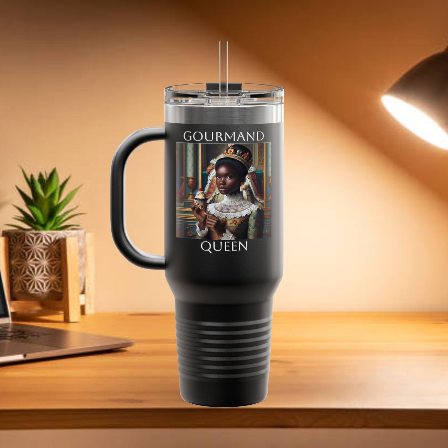 Gourmand Queen Insulated Travel Mug, 40oz - Perfect for Coffee Lovers, On-the-Go Hydration, Unique Gift for Foodies, Stylish Drinkware